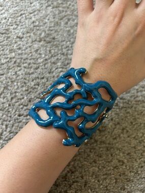 Bold Blue Openwork Cuff Bracelet